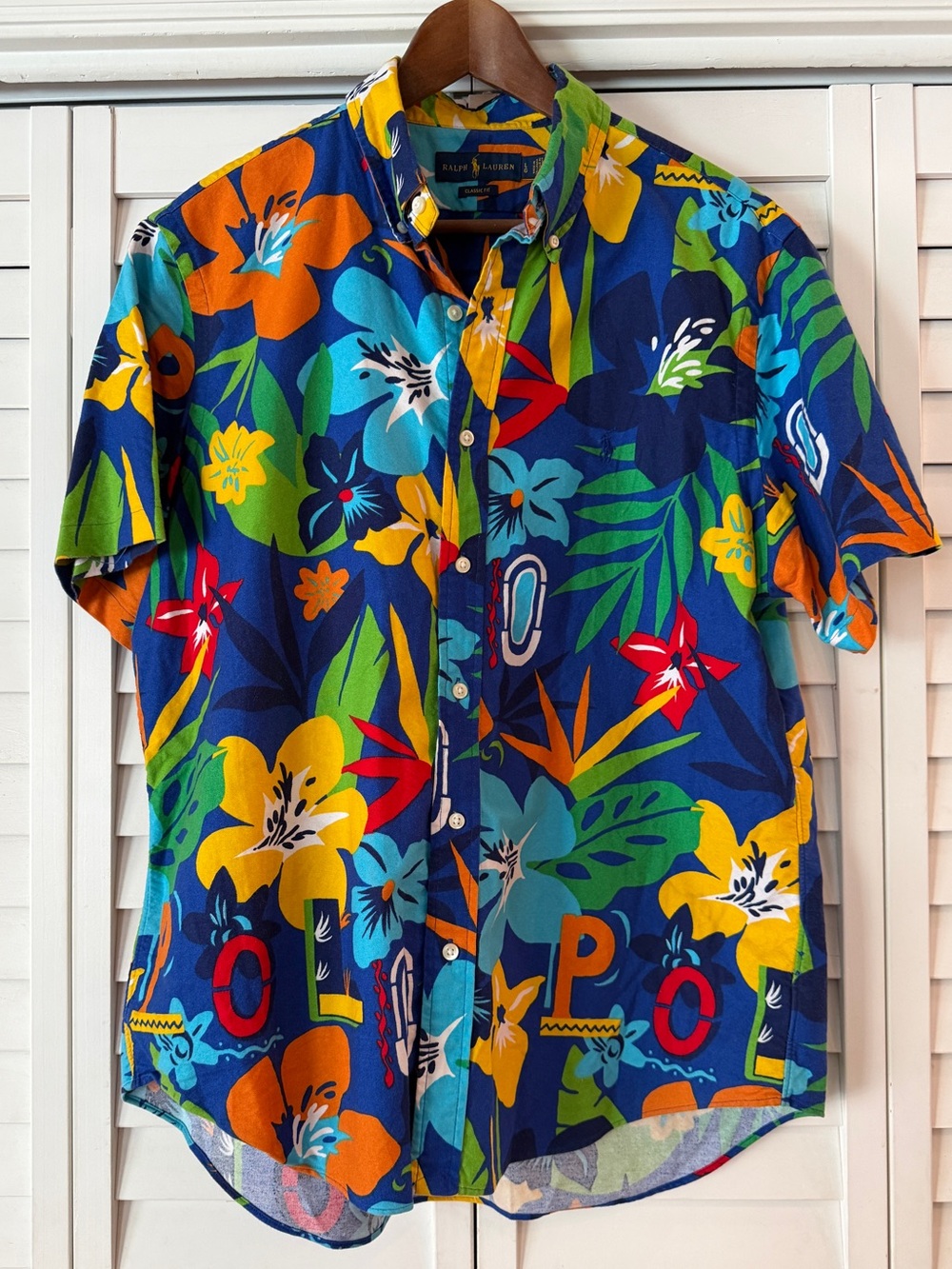 Ralph Lauren Floral Tropical Print Button Up Shirt - Size L